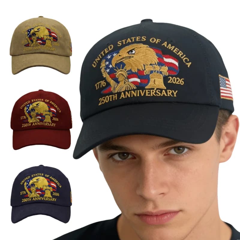 250th American Independence Anniversary Baseball Cap Breathable Lightweight Outdoor Hat Gift for Dad & Veterans