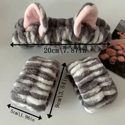 Cute Cat Ears Headband And Wristbands Plush Headband Washing Face Hairbands Suitable For Women And Men Home Casual Headwear