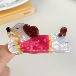 Autumn/Winter Coffee Brown Dachshund Puppy Hair Clip Cartoon Claw Clip Cute Fun Hair Holder Shark Hair Accessories for Women