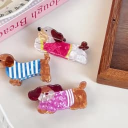 Autumn/Winter Coffee Brown Dachshund Puppy Hair Clip Cartoon Claw Clip Cute Fun Hair Holder Shark Hair Accessories for Women