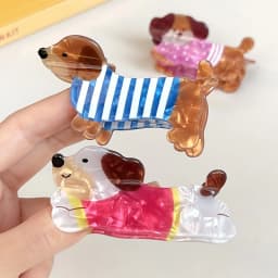 Autumn/Winter Coffee Brown Dachshund Puppy Hair Clip Cartoon Claw Clip Cute Fun Hair Holder Shark Hair Accessories for Women