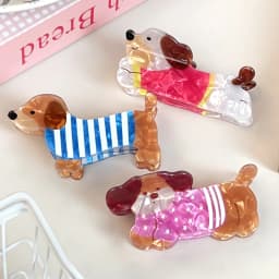 Autumn/Winter Coffee Brown Dachshund Puppy Hair Clip Cartoon Claw Clip Cute Fun Hair Holder Shark Hair Accessories for Women