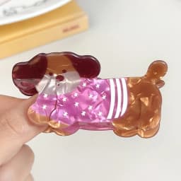 Autumn/Winter Coffee Brown Dachshund Puppy Hair Clip Cartoon Claw Clip Cute Fun Hair Holder Shark Hair Accessories for Women