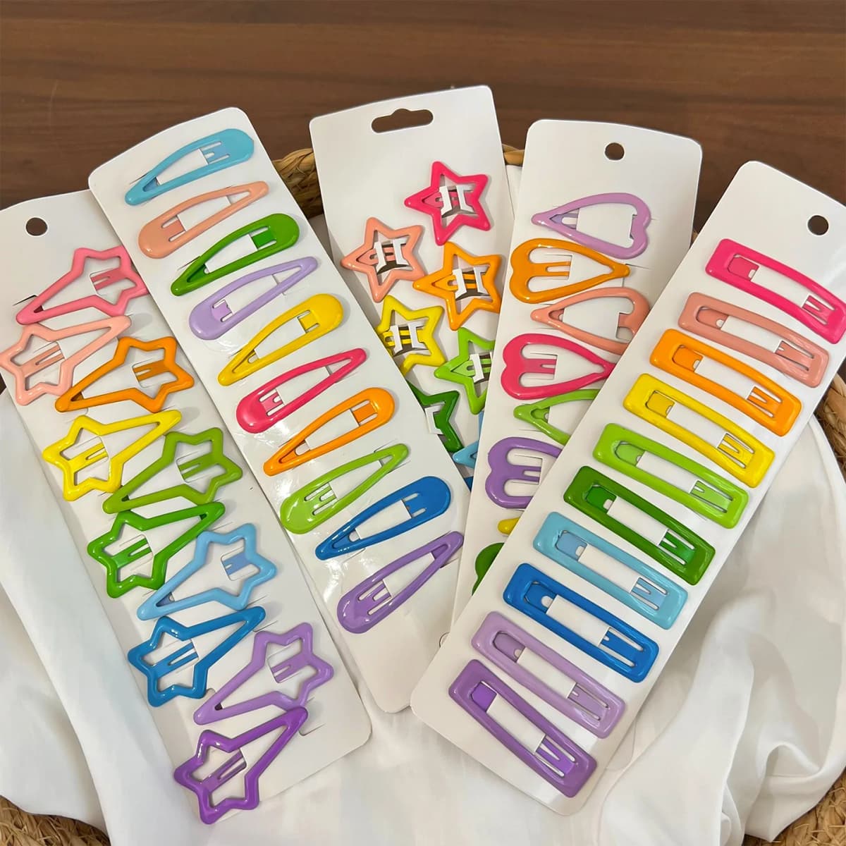 10pcs Colorful BB Clips Cute Star Heart Shaped Dopamine Colored Hair Clip Set Girls Headwear Daily Hair Decor Accessories