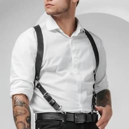 Cool Rock Men's Belt PU Leather Harness Abjustable Strap Costume Sexy Shoulder Belt Body Chest Chain Metal Ring Y2k Accessories