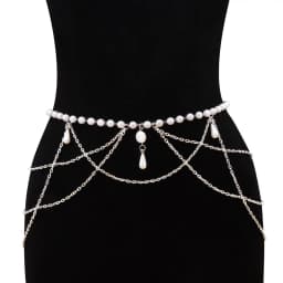 New Vintage Multi layer Chain Belt Fashion Versatile Womens Faux Pearl Tassel Waist Chain