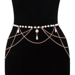 New Vintage Multi layer Chain Belt Fashion Versatile Womens Faux Pearl Tassel Waist Chain