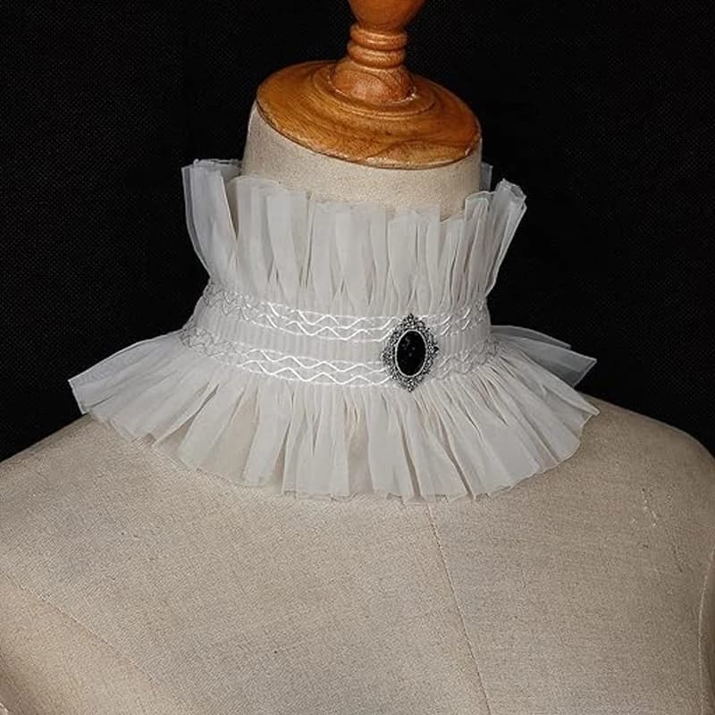 Elegant Lace Mesh Stand Collar Detachable Ruffle Neckwear Decorative Fake Collar Party High Collar Neck Scarf Costume Accessory