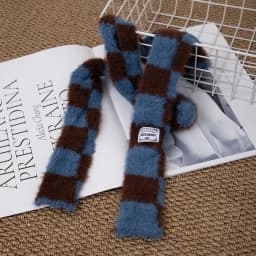 Black And White Striped Plush Scarf Women's Scarves Neck Warmer Girls Versatile Decoration Korean Thin And Narrow Long Tie Scarf