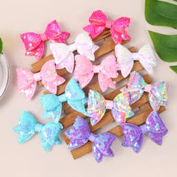 6/12pcs Cute Sequin Hair Bows Clip For Cute Girls Kids Hair Bows Hairpin Barrettes Clips Children Kids Party Hair Accessories