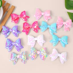 6/12pcs Cute Sequin Hair Bows Clip For Cute Girls Kids Hair Bows Hairpin Barrettes Clips Children Kids Party Hair Accessories