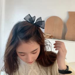 2PCS High-end, Duckbill Clip, Side Clip, Headdress, ins, Black Mesh, Bow, Hair Clip, Female