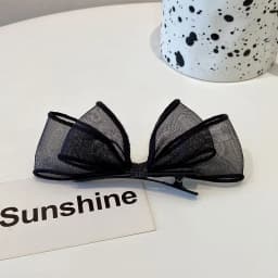 2PCS High-end, Duckbill Clip, Side Clip, Headdress, ins, Black Mesh, Bow, Hair Clip, Female