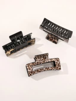 3Pcs Leopard Print Design Hair Claw Clips,3.5Inch Hair Jaw Clips,Fashion Vintage Hair Accessories for Women Girls
