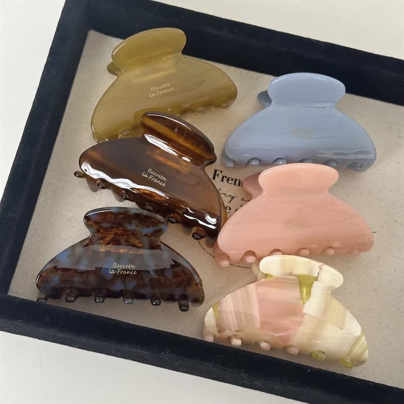 Small Acetic Acid Acrylic Hair Claws For Women Elegant Ponytail Back Clips Chic Rhinestone Clamp Claws Fashion Hair Accessories