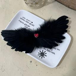 1pc black and white rhinestone heart feather wings hair clip, sweet and cool party hairpin, Halloween hair accessories