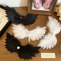 1pc black and white rhinestone heart feather wings hair clip, sweet and cool party hairpin, Halloween hair accessories