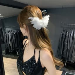 1pc black and white rhinestone heart feather wings hair clip, sweet and cool party hairpin, Halloween hair accessories