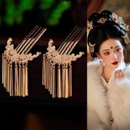 Chinese Side Hairpin Classic Wedding Hair Accessories Retro Tassel Hair Comb Forks Vintage Hanfu Party Barrettes Retro Headwear