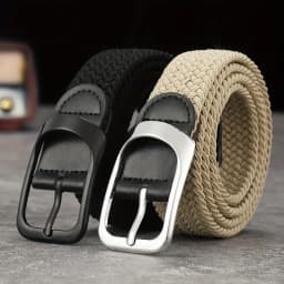 Unisex Elastic Woven Belt - Waistband for Casual Jeans, Button Buckle Adjustable,Festive Christmas Gift for Men & Women