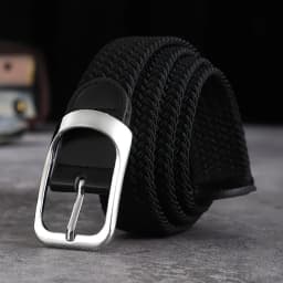 Unisex Elastic Woven Belt - Waistband for Casual Jeans, Button Buckle Adjustable,Festive Christmas Gift for Men & Women