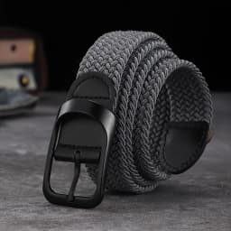 Unisex Elastic Woven Belt - Waistband for Casual Jeans, Button Buckle Adjustable,Festive Christmas Gift for Men & Women