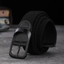 Unisex Elastic Woven Belt - Waistband for Casual Jeans, Button Buckle Adjustable,Festive Christmas Gift for Men & Women