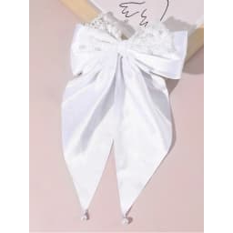 1pc Women‘s Elegant French Style Hair Clip: White Lace Double-Layer Bow, for Weddings, Parties & Daily