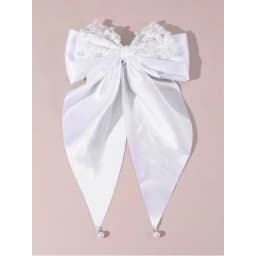 1pc Women‘s Elegant French Style Hair Clip: White Lace Double-Layer Bow, for Weddings, Parties & Daily