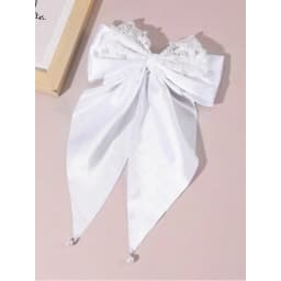 1pc Women‘s Elegant French Style Hair Clip: White Lace Double-Layer Bow, for Weddings, Parties & Daily