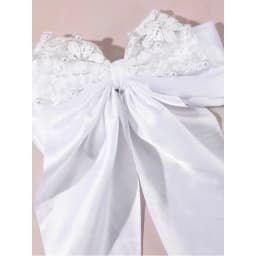 1pc Women‘s Elegant French Style Hair Clip: White Lace Double-Layer Bow, for Weddings, Parties & Daily