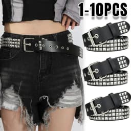 Square Bead Rivet Belt Metal Pyramid Belt Men and Women Punk Hardware Jeans Belt Y2K Belt Designer Belt Womens Belts