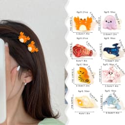 Small Delicate Cute Lovely Acetate Hair Clips Cartoon Whale Seahorse Crab Starfish Hairpins Side Bangs Women Hair Accessories