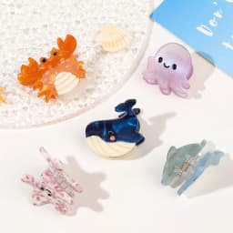 Small Delicate Cute Lovely Acetate Hair Clips Cartoon Whale Seahorse Crab Starfish Hairpins Side Bangs Women Hair Accessories