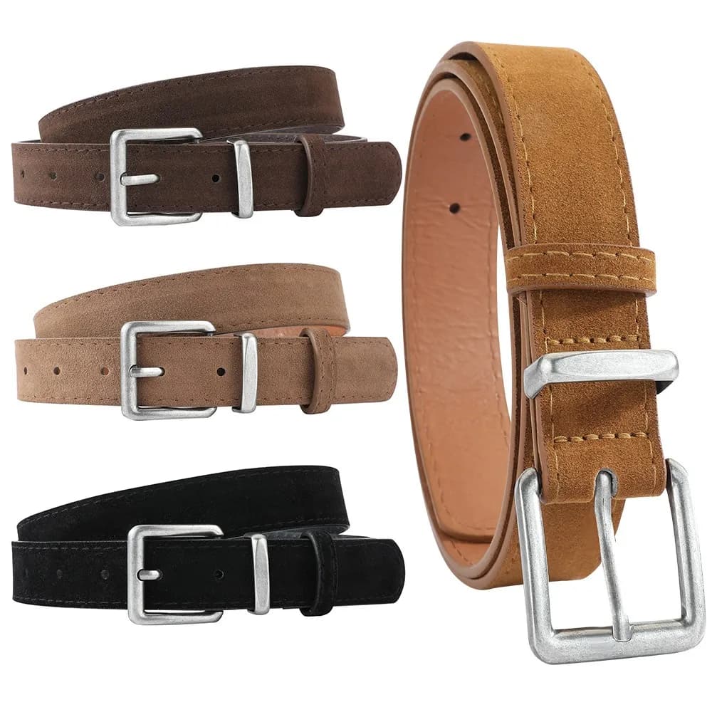 Trendy Pin Buckle Suede Leather Belt Casual Luxury Design Business Waist Belt Retro Waistband For Women