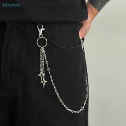 ♥Silver Star Pendant Pants Chain | Edgy Streetwear Waist Chain For Jeans & Casual Outfits