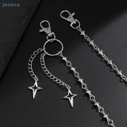 ♥Silver Star Pendant Pants Chain | Edgy Streetwear Waist Chain For Jeans & Casual Outfits