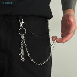 ♥Silver Star Pendant Pants Chain | Edgy Streetwear Waist Chain For Jeans & Casual Outfits