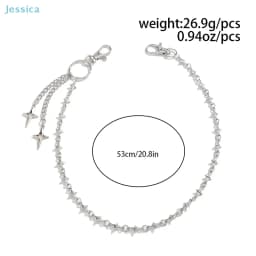 ♥Silver Star Pendant Pants Chain | Edgy Streetwear Waist Chain For Jeans & Casual Outfits
