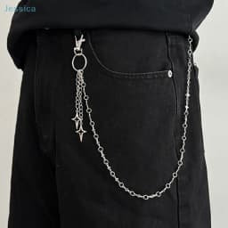 ♥Silver Star Pendant Pants Chain | Edgy Streetwear Waist Chain For Jeans & Casual Outfits