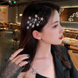 1Pcs Sparkling Diamond Star Hair Clip Exquisite Broken Hair Fixing Clip Date Party Style Headwear Versatile Decoration Hairstyle