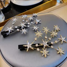 1Pcs Sparkling Diamond Star Hair Clip Exquisite Broken Hair Fixing Clip Date Party Style Headwear Versatile Decoration Hairstyle