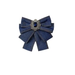 Vintage British Elegant Denim Bow Brooch Pear Crystal Badge British Style Shirt Pins Jewelry Brooches for Women Accessories