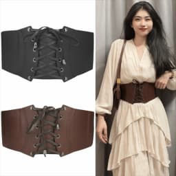 Gothic Spicy Girl PU Leather Corset Solid Color Elastic Wide Belt Slimming Waistband Western Cowboy Belt Ladies