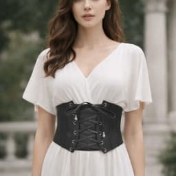 Gothic Spicy Girl PU Leather Corset Solid Color Elastic Wide Belt Slimming Waistband Western Cowboy Belt Ladies