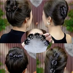 4Pcs Mini Flowers Diamonds Half-Tied Hair Clips High-End Back-Of-Head Bun Hair Claw Clip for Women Headwear Gifts Hair Accessory