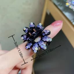 4Pcs Mini Flowers Diamonds Half-Tied Hair Clips High-End Back-Of-Head Bun Hair Claw Clip for Women Headwear Gifts Hair Accessory