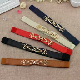 Fashion Elastic Waistband Elegant Cummerbund Women Dress Buckle Belt Strap Waist
