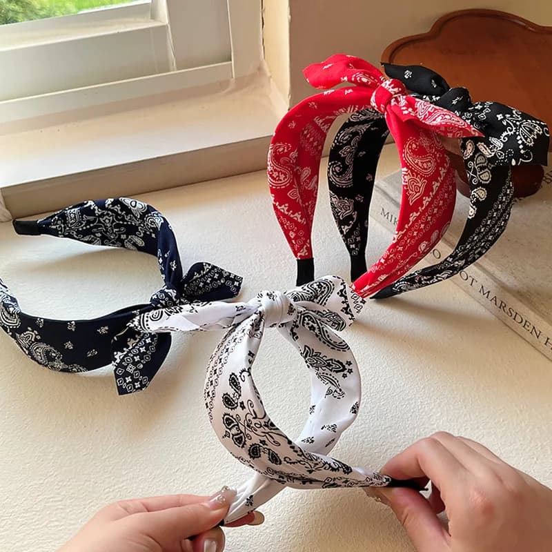 1/2pcs Elegant Fabric Wide Cashew Print Headband for Woman Bohemian Style Daily Wear Hair Band Fashion Girl Wash Face Hair Hoop