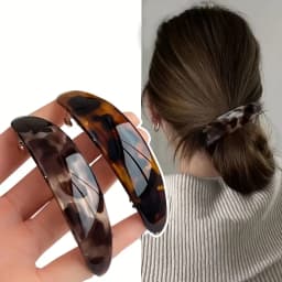 Retro Tortoiseshell Leopard Print Hair Clip Curved Temperament Full Hair Clip at Back of Head Vacation Daily Hair Accessory